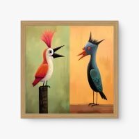 Quadro Decorativo Crazy Birds - Quadros surrealistas Quadro Decorativo Crazy Birds - Quadros surrealistas