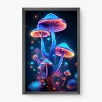 Quadro Decorativo Cogumelos Iluminados – Arte Surreal e Psicodélica