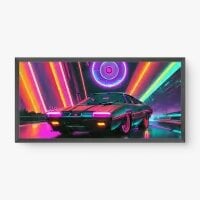 Quadro Decorativo Carro Retrowave | Neon Futurista 80s