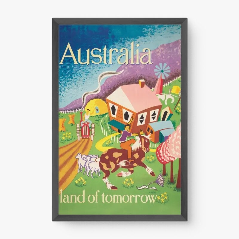 Quadro Decorativo Vintage Austrália – arte retrô e nostálgica inspirada nas paisagens australianas