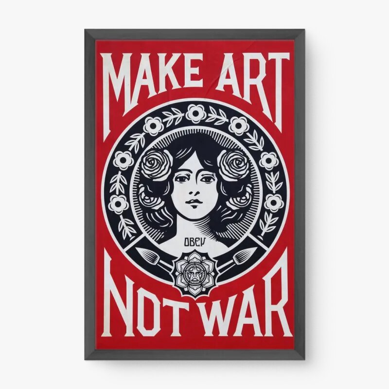 Quadro Decorativo Faça Arte Não Guerra Vintage