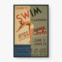 Quadro Decorativo Aulas de Natação Vintage | Arte Retrô – Quadrart