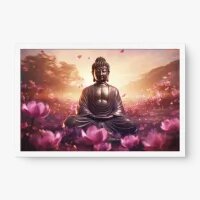 Quadro Decorativo Buda Cercado de Flores – Arte Zen e Espiritualidade