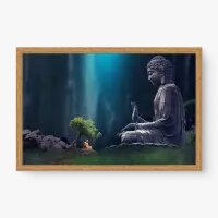 Quadro Decorativo O Monge e o Buda – Harmonia, Paz e Iluminação Espiritual