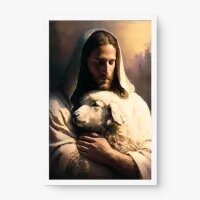 Quadro Decorativo Jesus e o Cordeiro – Arte Sacra e Fé Cristã