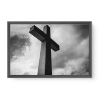 Quadro Decorativo Cruz de Concreto – Arte Minimalista e Espiritual