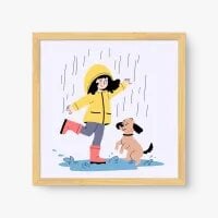 Quadro Decorativo Amigos na Chuva - Tema infantil Quadro Decorativo Amigos na Chuva - Tema infantil