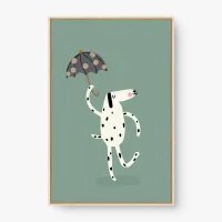 Quadro Decorativo Dálmata In The Rain - Tema infantil Quadro Decorativo Dálmata In The Rain - Tema infantil