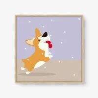 Quadro Decorativo Corgi na Neve - Tema infantil