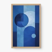Quadro Decorativo Geométrico Tons de Azul – arte geométrica moderna