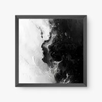 Quadro Decorativo Abstrato Suminagashi P&B