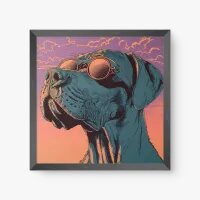Quadro Decorativo SynthWave Dog - Quadros de animais Quadro Decorativo SynthWave Dog - Quadros de animais