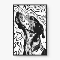 Quadro Decorativo Enigma Canino – Arte Abstrata em Preto e Branco