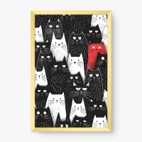 Quadro Decorativo Gatos Doodle - Quadros de animais Quadro Decorativo Gatos Doodle - Quadros de animais