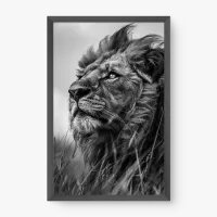 Quadro Decorativo Leão P&B - Quadros de animais