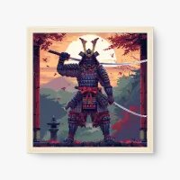 Quadro Decorativo Samurai Pixel Art – Arte Gamer Oriental