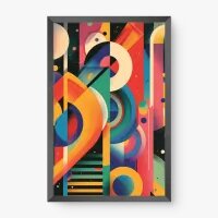 Quadro Decorativo Geométrico Vibrações Retrô