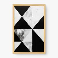 Quadro Decorativo Geométrico Complementar – Arte em Preto e Branco
