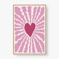 Quadro Decorativo Sketch Coração – Arte Minimalista em Tons de Rosa