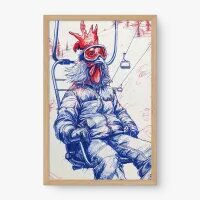 Quadro Decorativo Galo Aventureiro – Arte Surreal com Humor e Personalidade