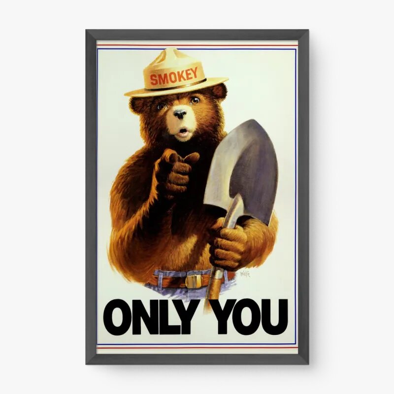 Quadro Decorativo Urso Smokey Vintage