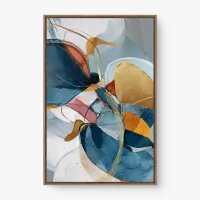 Quadro Decorativo Abstrato Harmonia Azul e Dourada - Quadrart