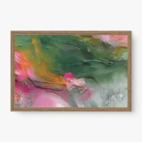 Quadro Decorativo Abstrato Florescer Verde e Rosa - Quadrart Quadro Decorativo Abstrato Florescer Verde e Rosa - Quadrart