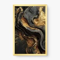 Quadro Decorativo Abstrato Ouro em Movimento - Quadrart