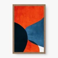 Quadro Decorativo Abstrato Contraste Azul e Vermelho - Quadrart