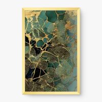 Quadro Decorativo Abstrato Ouro Esmeralda - Quadrart