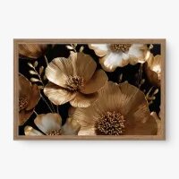 Quadro Decorativo Abstrato Flores Douradas - Quadrart