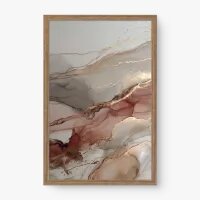Quadro Decorativo Abstrato Mármore Dourado e Rosa - Quadrart