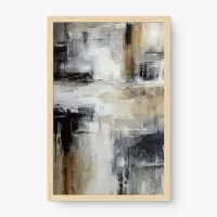 Quadro Decorativo Abstrato Cinza e Areia - Quadrart