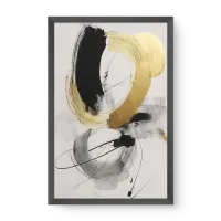 Quadro Decorativo Abstrato Impacto Preto e Dourado - Quadrart