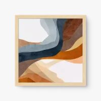 Quadro Decorativo Abstrato Ondas Terrosas e Azuis 1 - Quadrart