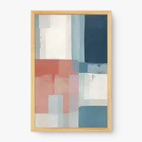 Quadro Decorativo Abstrato Geométrico Azul e Coral 1 - Quadrart