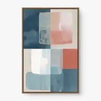Quadro Decorativo Abstrato Geométrico Azul e Coral 2 - Quadrart
