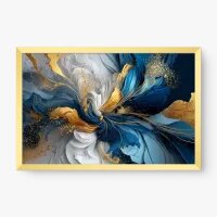 Quadro Decorativo Abstrato Explosão Azul e Ouro - Quadrart