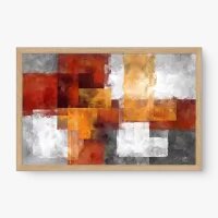 Quadro Decorativo Abstrato Geométrico em Tons Terrosos e Cinza - Quadrart
