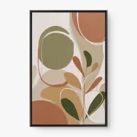 Quadro Decorativo Abstrato Folhas Terracota - Quadrart