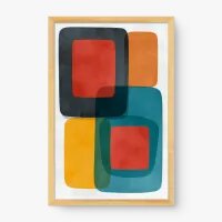 Quadro Decorativo Abstrato Geométrico Retrô Colorido - Quadrart