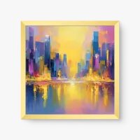 Quadro Decorativo Abstrato Pôr do Sol Urbano - Quadrart