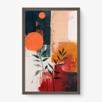 Quadro Decorativo Abstrato Sol e Folhas - Quadrart