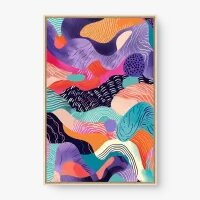 Quadro Decorativo Abstrato Formas e Linhas Coloridas - Quadrart