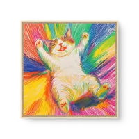 Quadro Decorativo Buchinho Cheio – Gato Colorido e Alegre 🌈