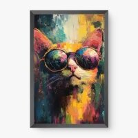 Quadro Decorativo Gatinho Descolado – Arte Moderna e Colorida 😎