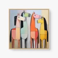 Quadro Decorativo Cavalos Aquarela – Arte Moderna