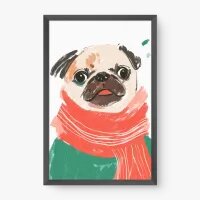 Quadro Decorativo Pug no Inverno - Quadrart Quadro Decorativo Pug no Inverno - Quadrart