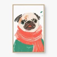 Quadro Decorativo Pug no Inverno – Arte Pet Charmosa