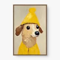 Quadro Decorativo Doguinho Conjunto Amarelo – Arte Alegre